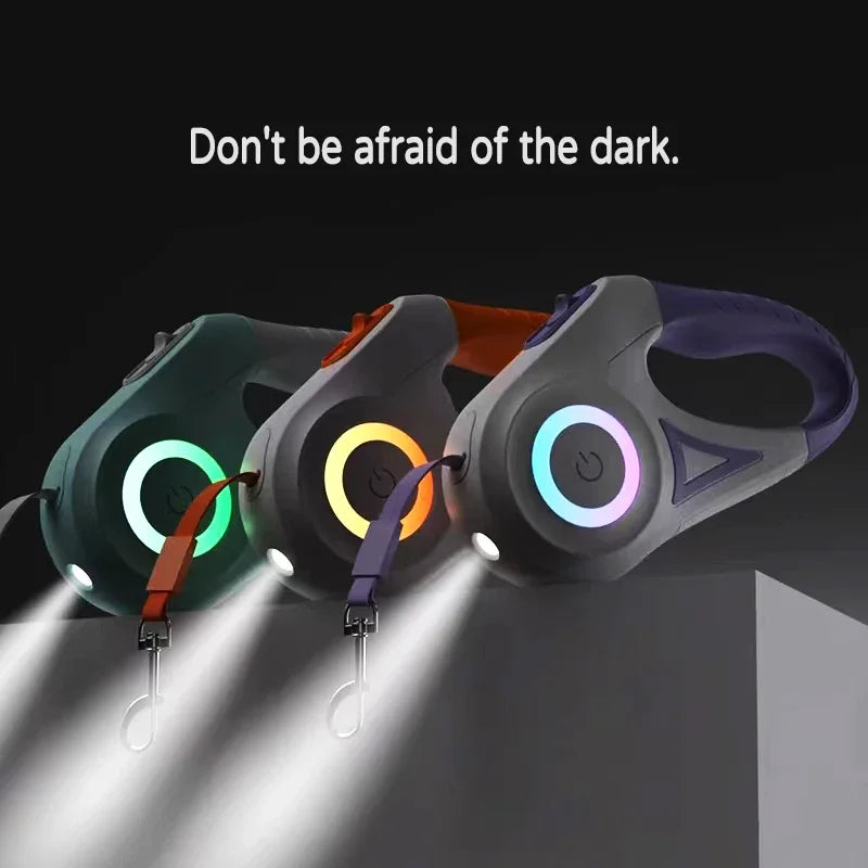 LED Retractable Dog Leash with light