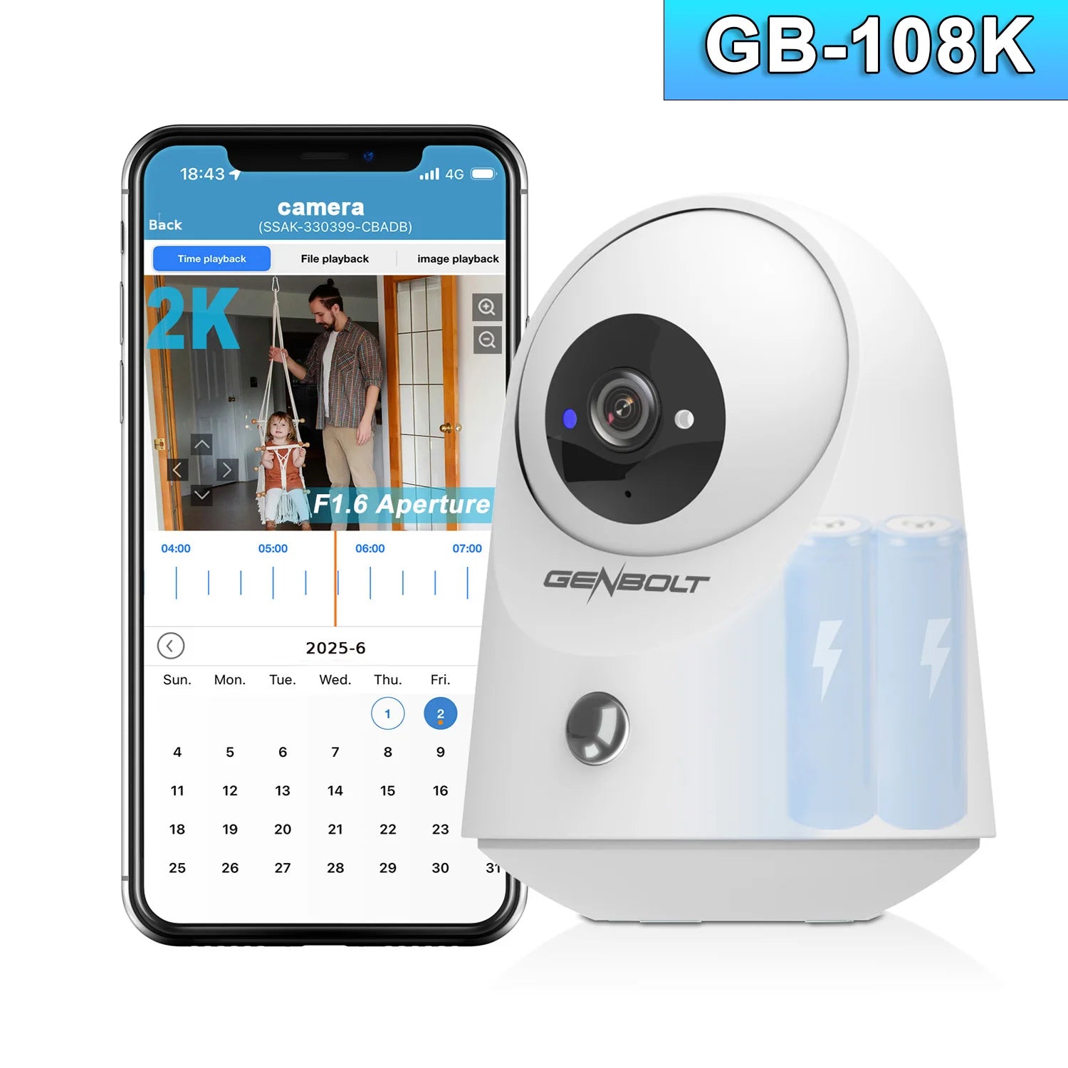 GENBOLT 2K WiFi Indoor Pan Tilt Security Camera,