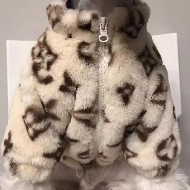 Dog Cat Warm Fur Jacket for Small Medium Pets