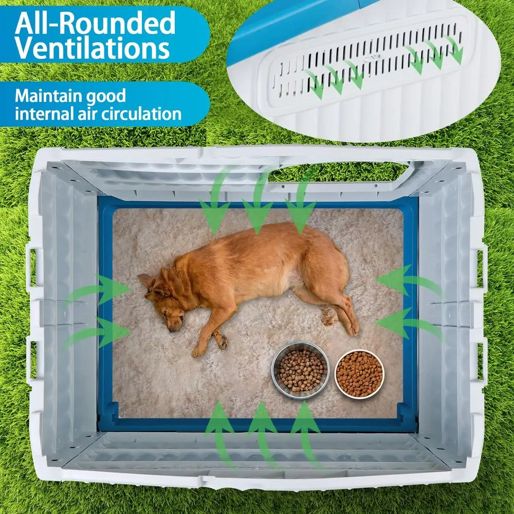 34.6 Inches Sturdy Plastic Dog House with Liftable Roof, I