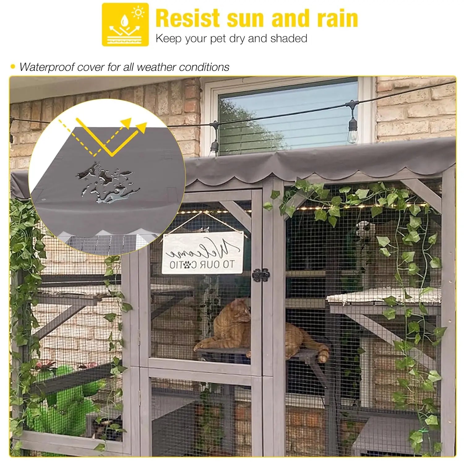 70in Wooden Outdoor Cat Enclosure