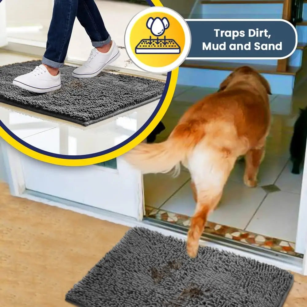 Super Absorbent Microfiber Dog Door Mat for Muddy Paws,