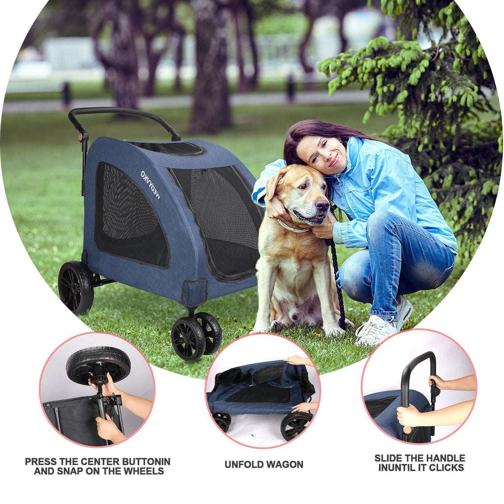 Heavy Duty Dog Stroller for Large Dogs up to 120 lbs,