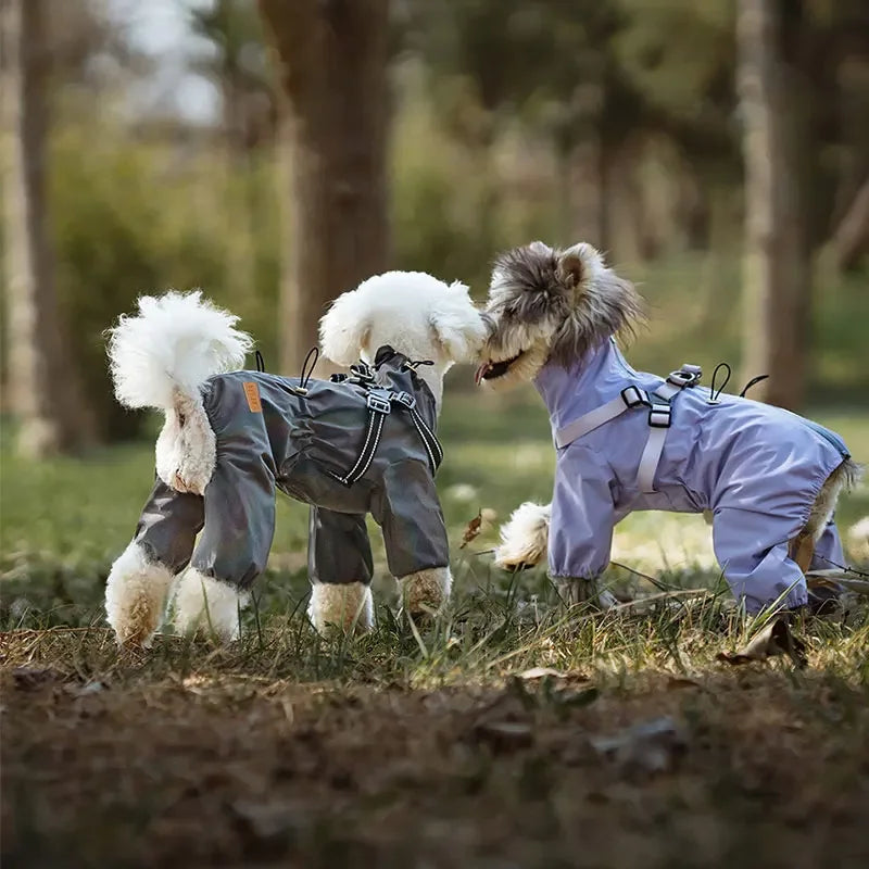 Dog Raincoat With Harness, Waterproof Jacket, Adjustable and Reflective