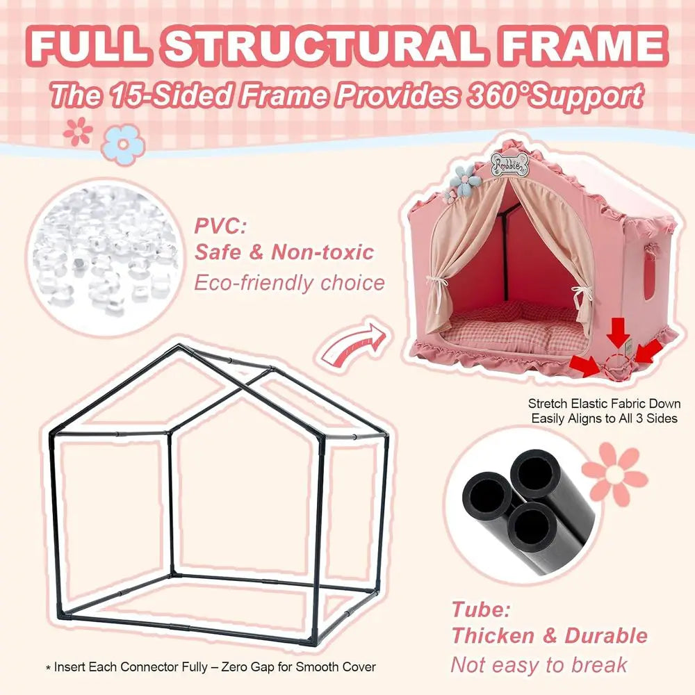 Pink Large Breathable & Washable Dog Tent