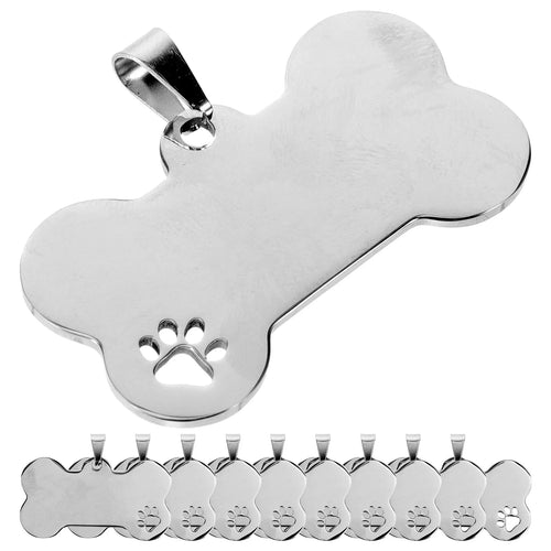 10 Pcs Stainless Steel Dog Tags  Blank Dog Name Tags