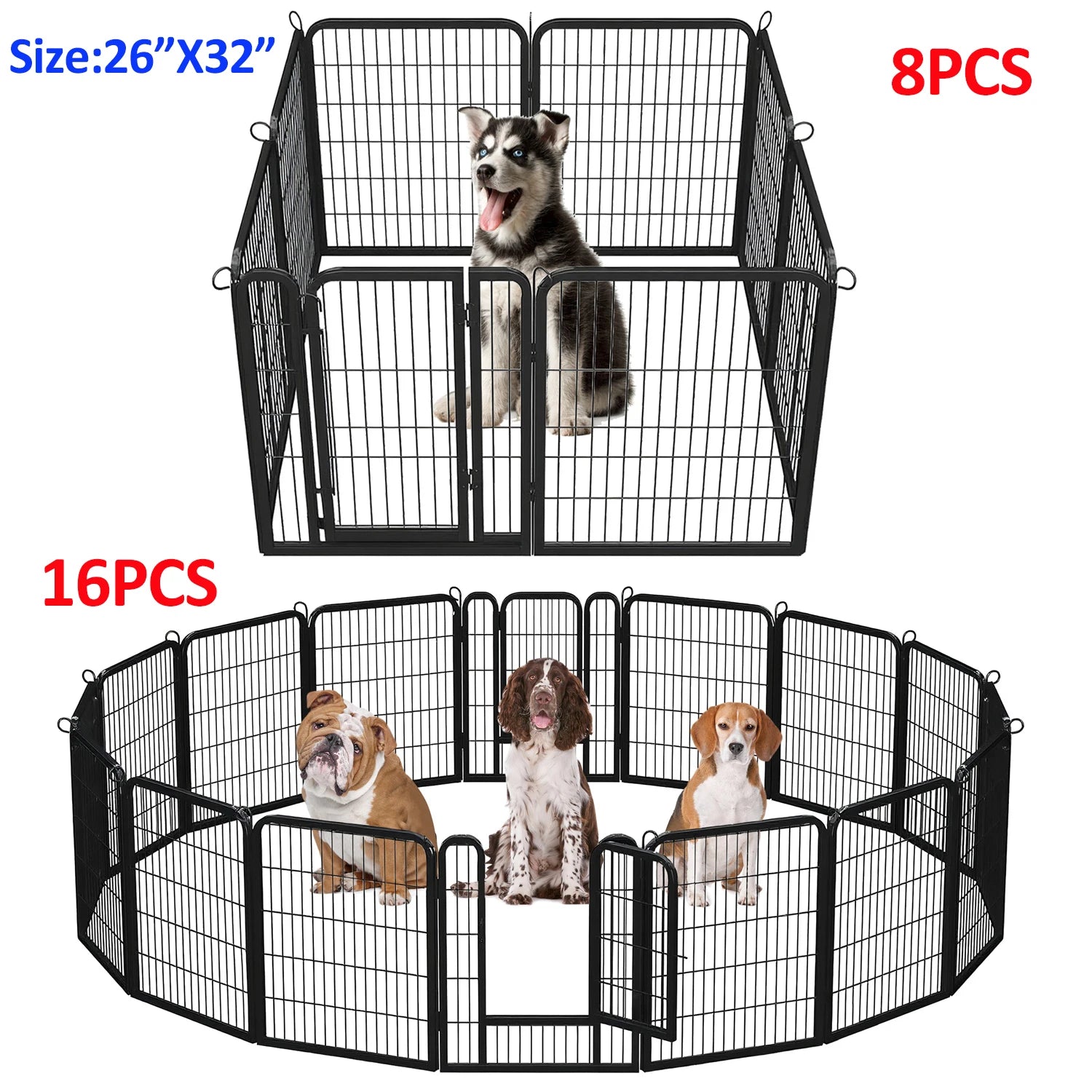 Dog Playpen with Door, Metal Pet Fence, Heavy Duty