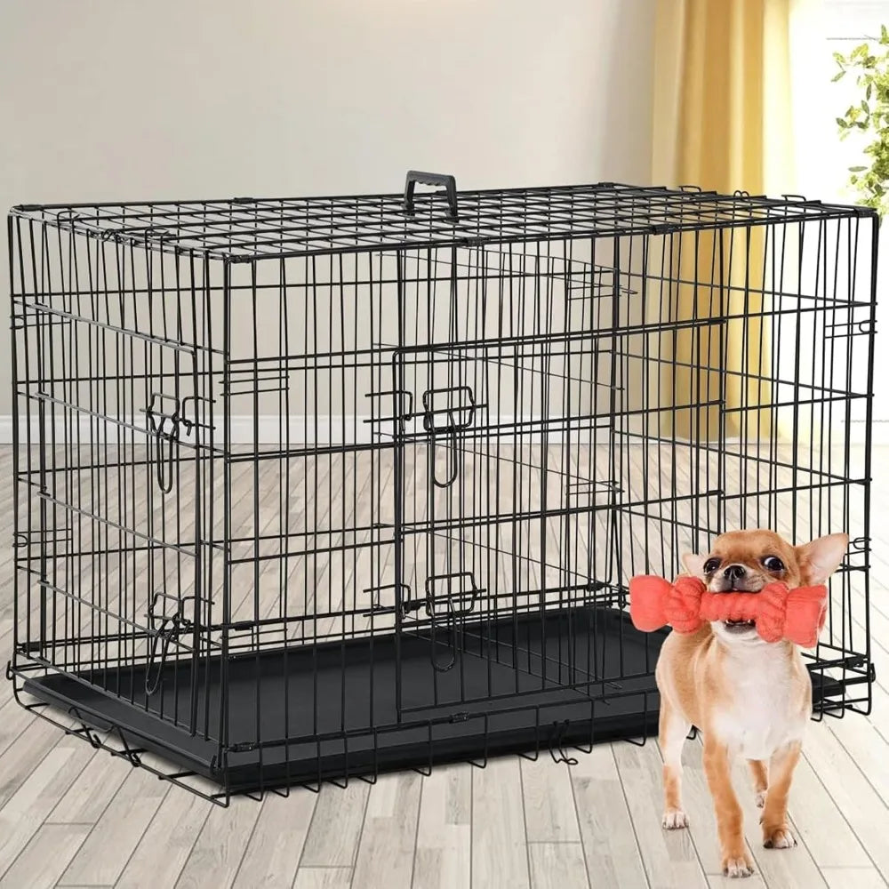 18 Inch Dog Crate, Folding Metal Wire Dog Cage
