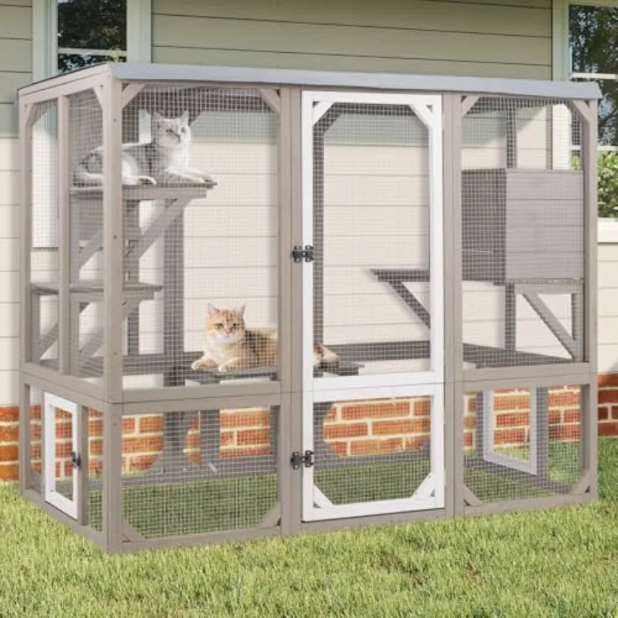 Outdoor Cat Enclosure, Wooden Cat Catio