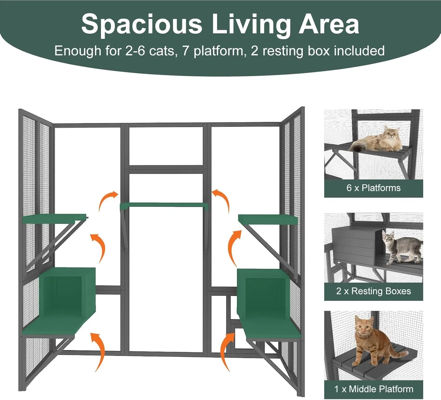 72" Large Catio Outdoor Cat Enclosure, Walk-in Cat Cage