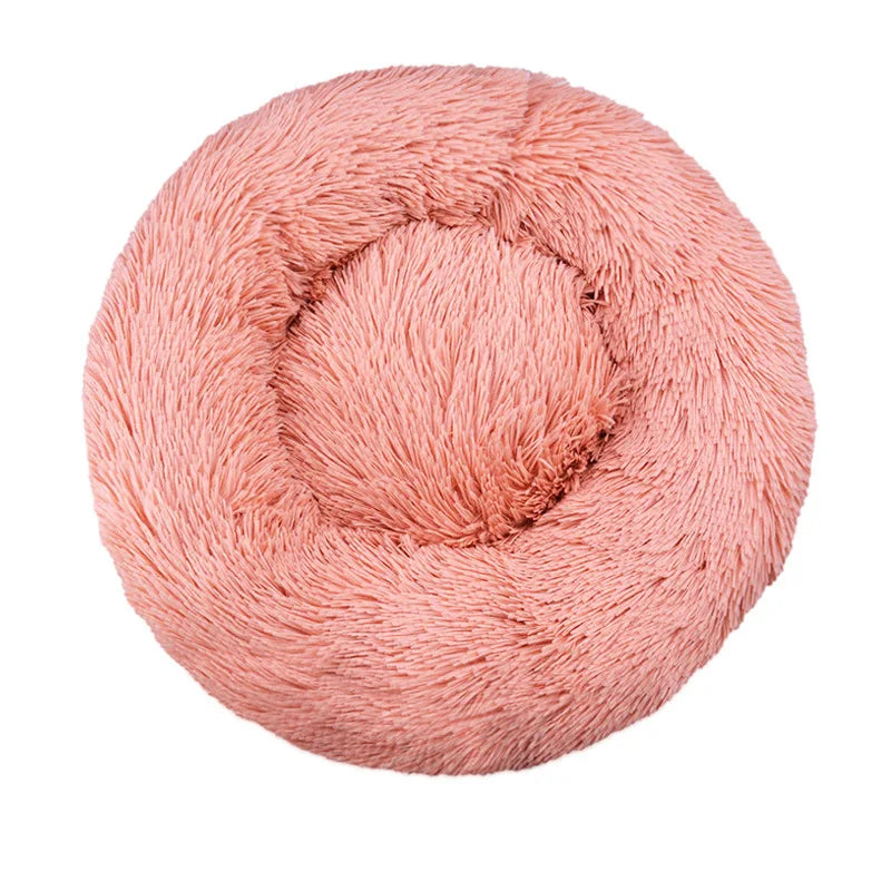 Round Dog Bed with Plush Basket