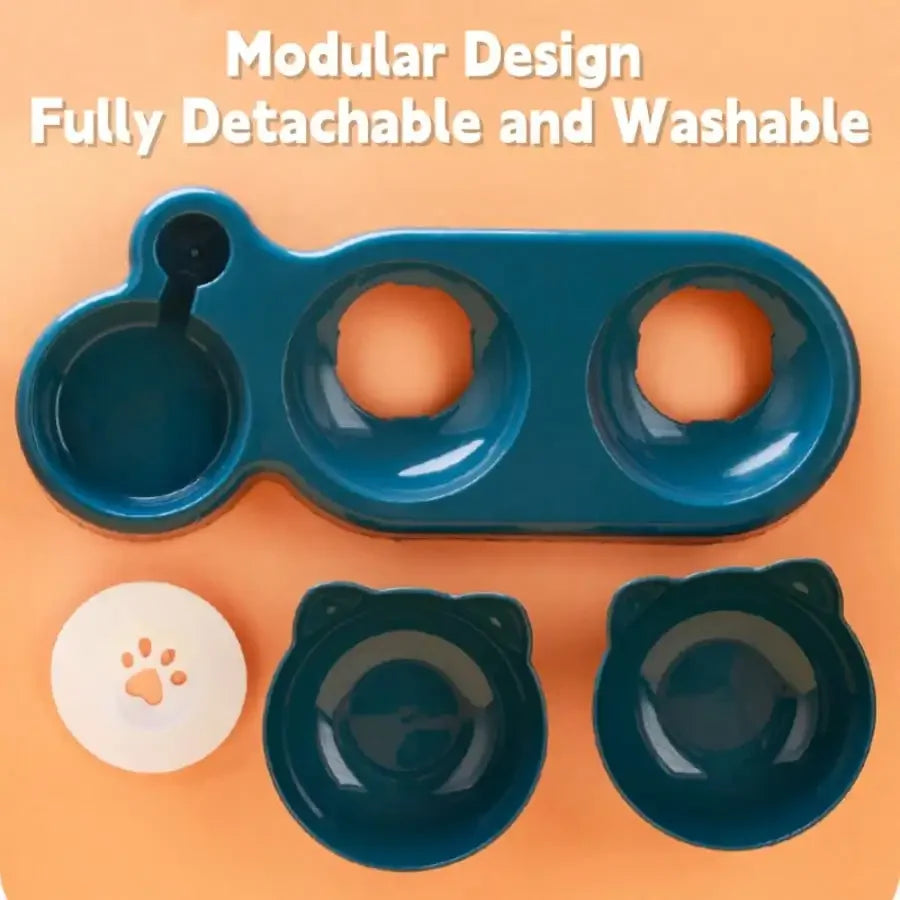 Plastic Triple Cat Bowls For Food And Water