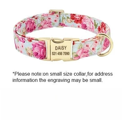 Personalized Printed Dog Collar Leash Set