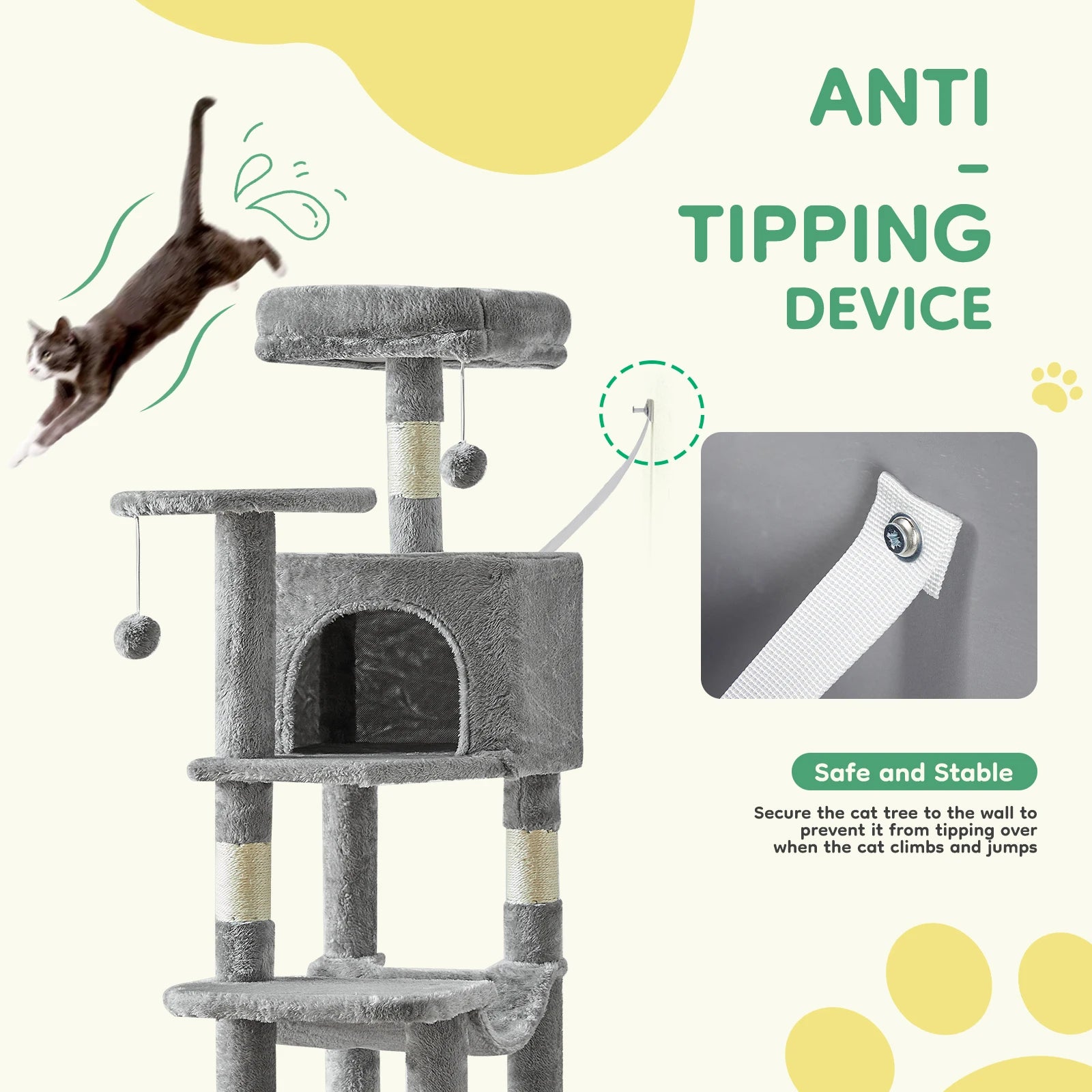 JHK 44In Cat Tree Tall Multi-Cat Climbing Tower