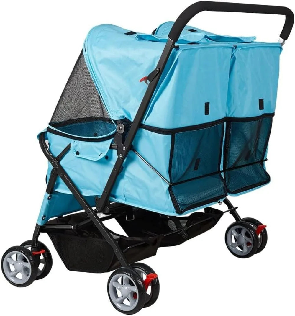 Folding Twin Pet Stroller