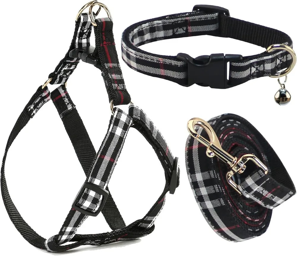 Adjustable No Pull Dog Collar Harness Leash Set