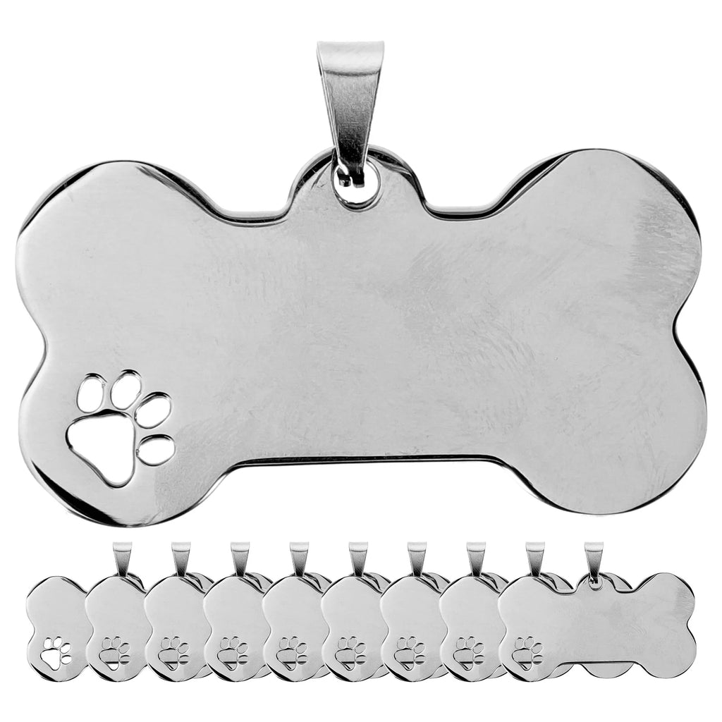 10 Pcs Stainless Steel Dog Tags  Blank Dog Name Tags