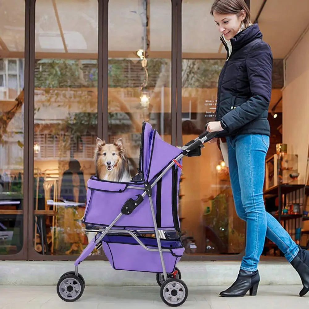 3 Wheels Pet Stroller Dog Cat Cage Jogger