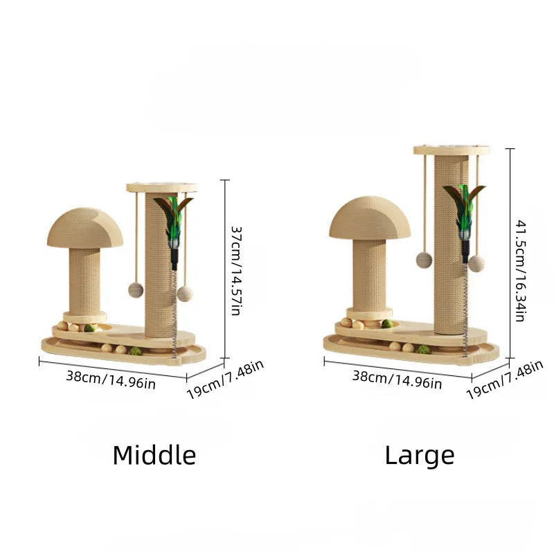 Interactive Cat Scratching Post Tower with Jute, Ball Track