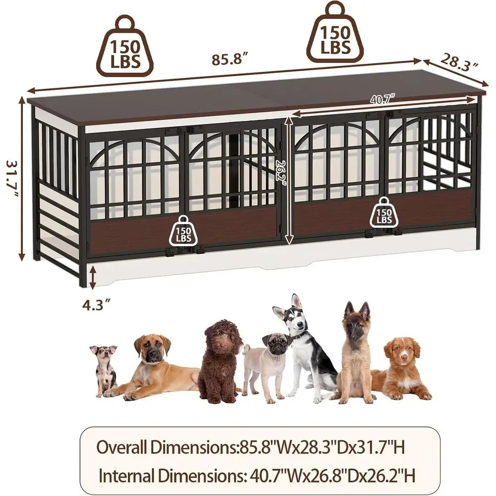 86 Double-Deck Dog Crate for Dual Dogs