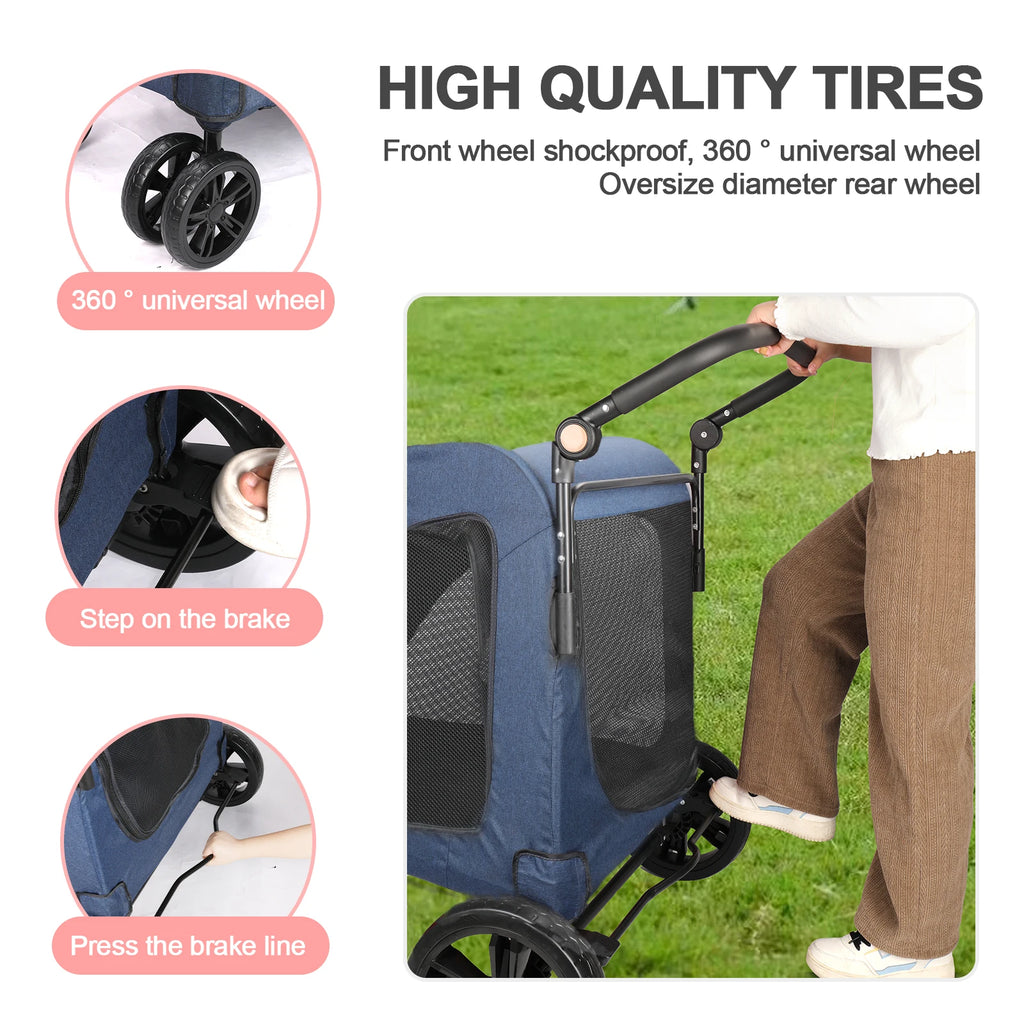 Heavy Duty Dog Stroller for Large Dogs up to 120 lbs,