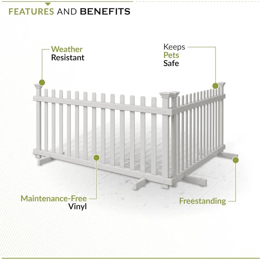 White Portable Puppy Playpen, Dog Enclosure for Outdoor Yard