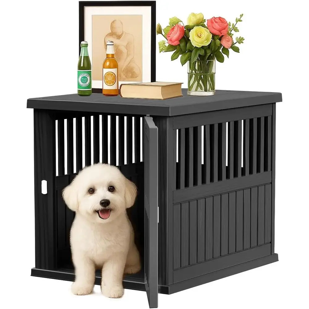 Stylish Resin Dog Crate with  Multifunctional End Table