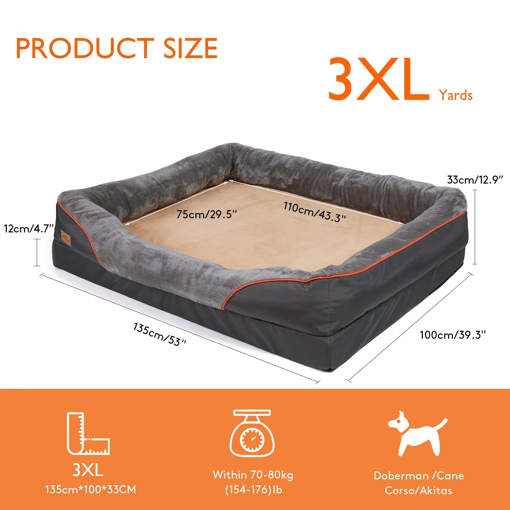 Jumbo Large Orthopedic Memory Foam Dog Bed