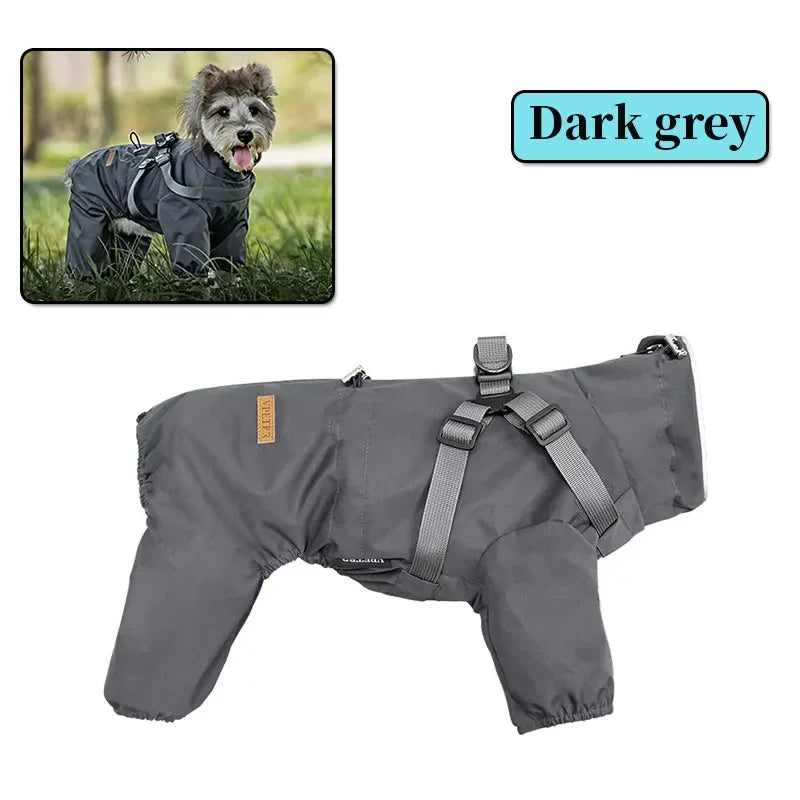 Dog Raincoat With Harness, Waterproof Jacket, Adjustable and Reflective