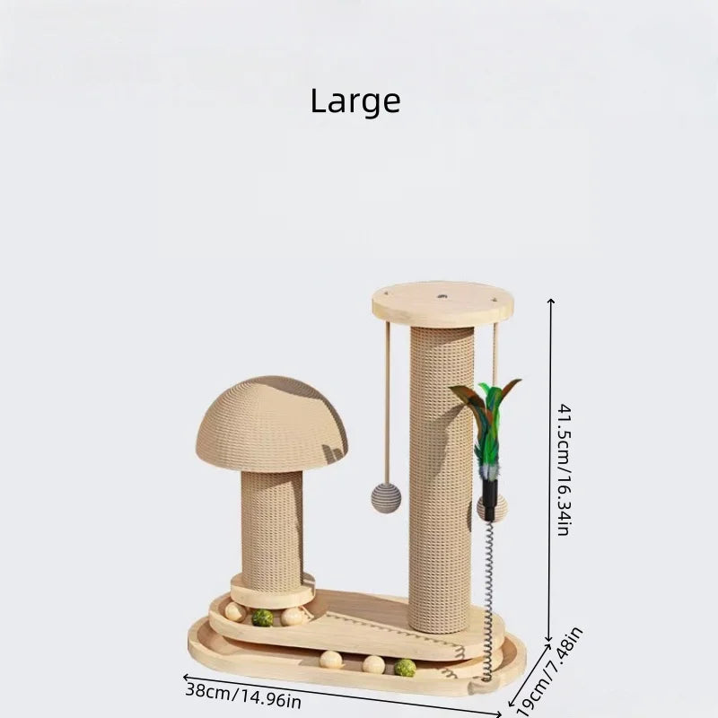 Interactive Cat Scratching Post Tower with Jute, Ball Track