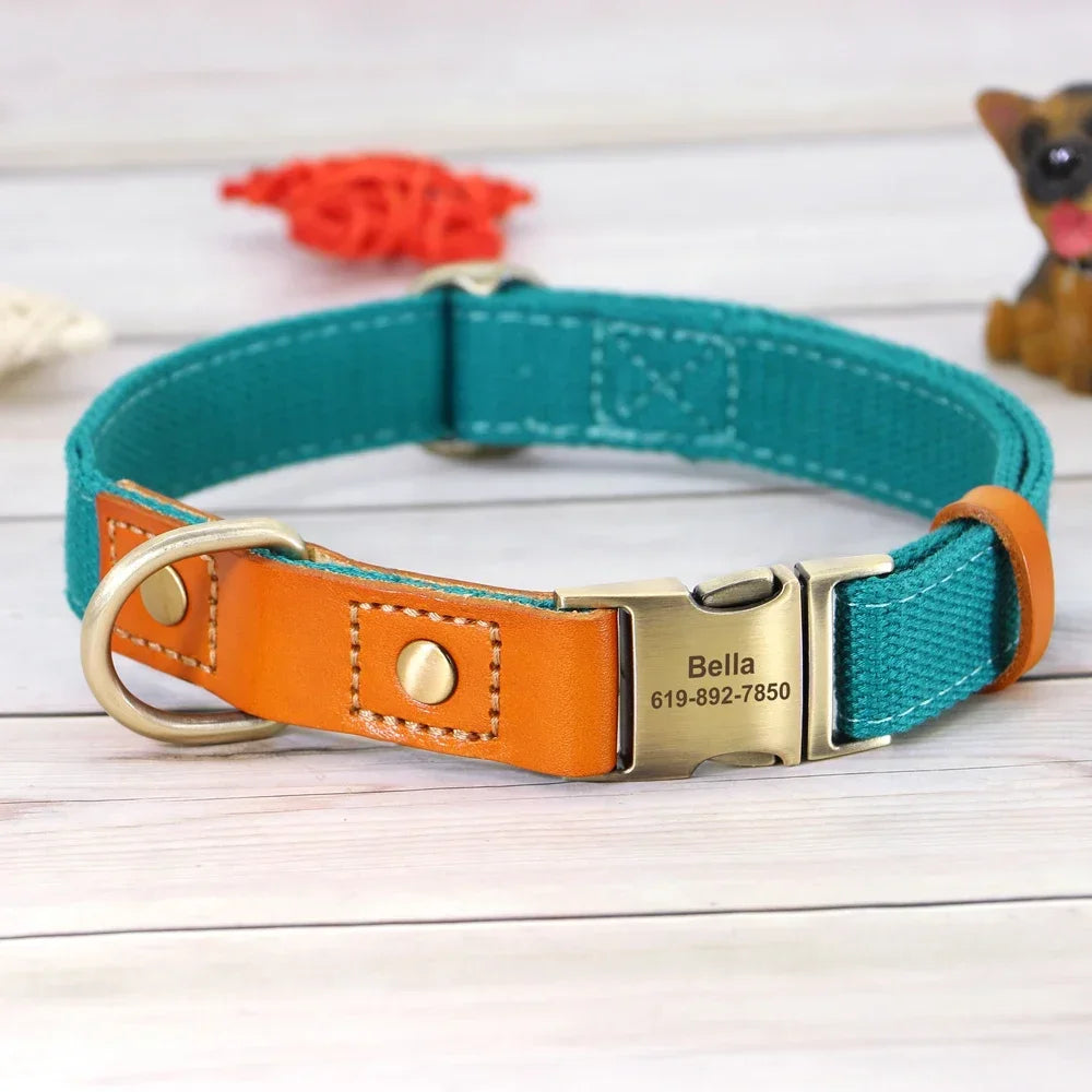 Personalized Nylon Custom Puppy Dog Collar Leash Set