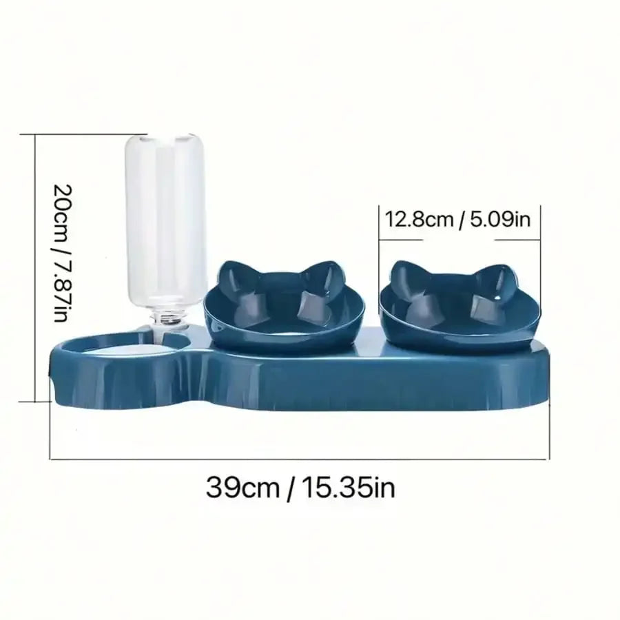Plastic Triple Cat Bowls For Food And Water