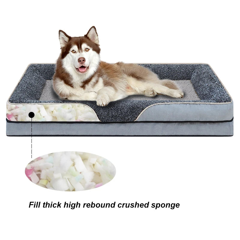 An oversized dog bed, removable  pads and washable