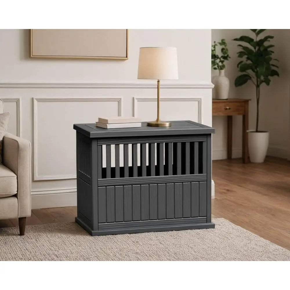 Stylish Resin Dog Crate with  Multifunctional End Table