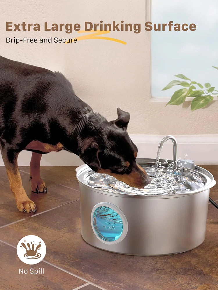 7L/236oz Large Capacity Pet Water Fountain 304 Stainless Steel
