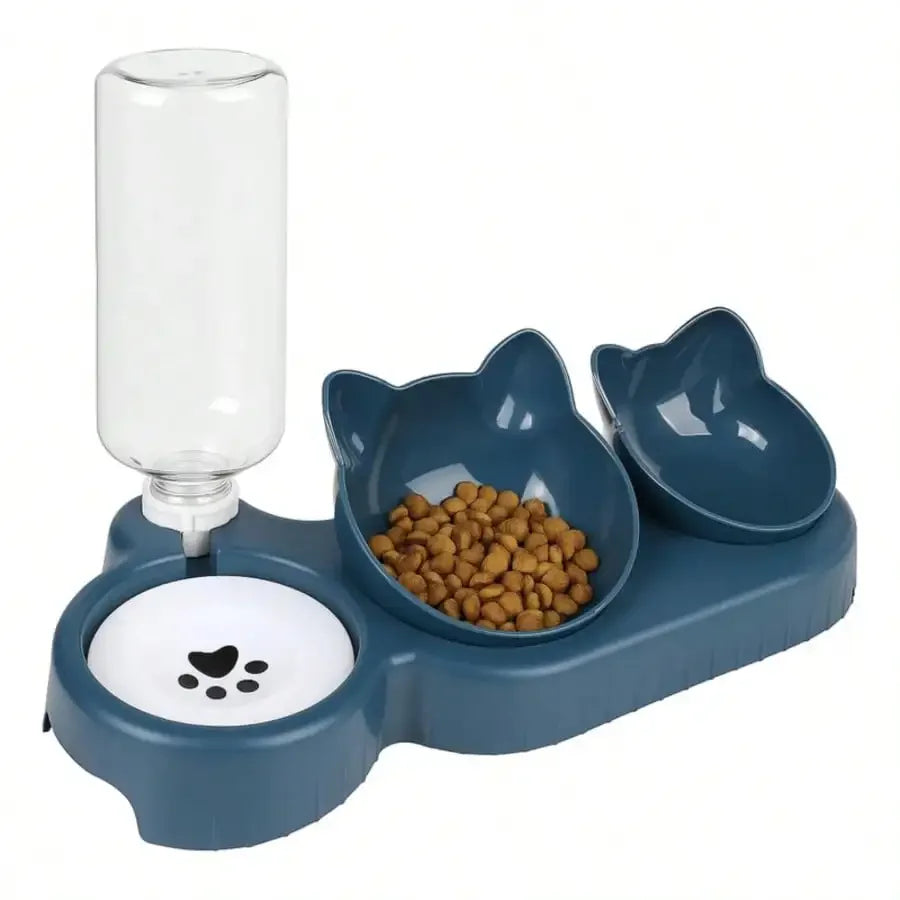 Plastic Triple Cat Bowls For Food And Water