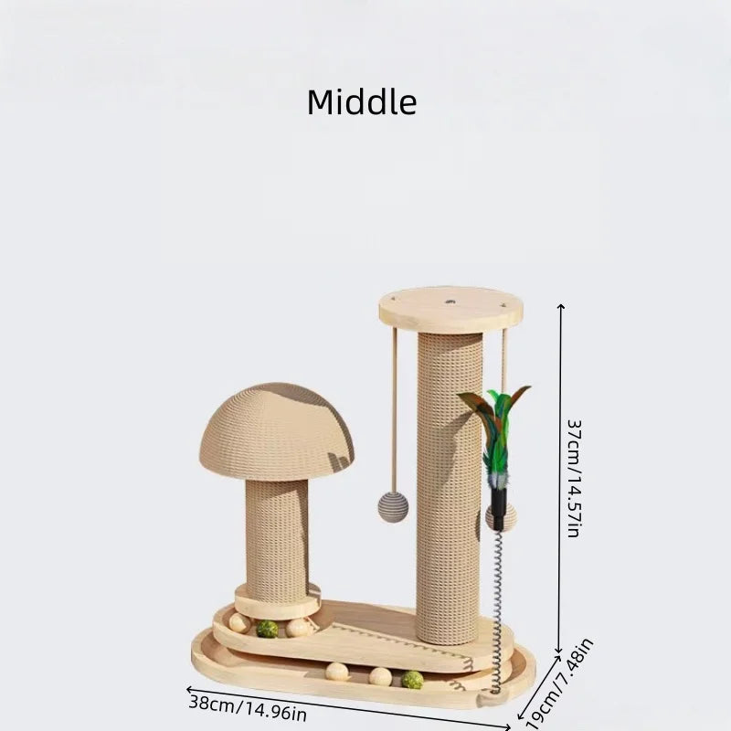 Interactive Cat Scratching Post Tower with Jute, Ball Track
