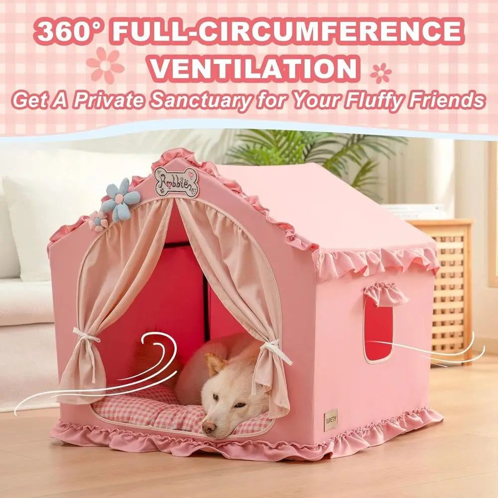 Pink Large Breathable & Washable Dog Tent
