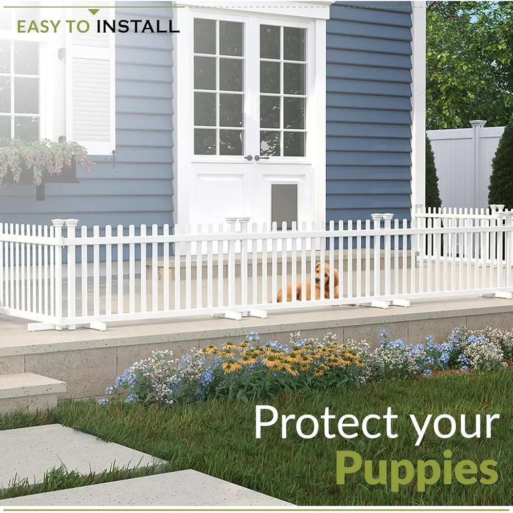 White Portable Puppy Playpen, Dog Enclosure for Outdoor Yard