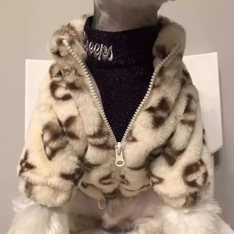 Dog Cat Warm Fur Jacket for Small Medium Pets