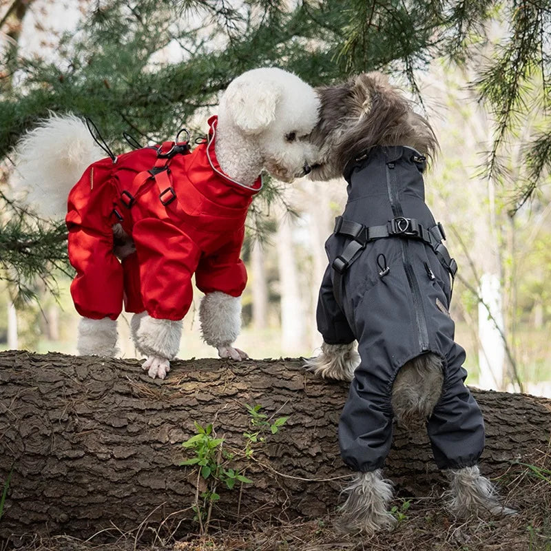 Dog Raincoat With Harness, Waterproof Jacket, Adjustable and Reflective
