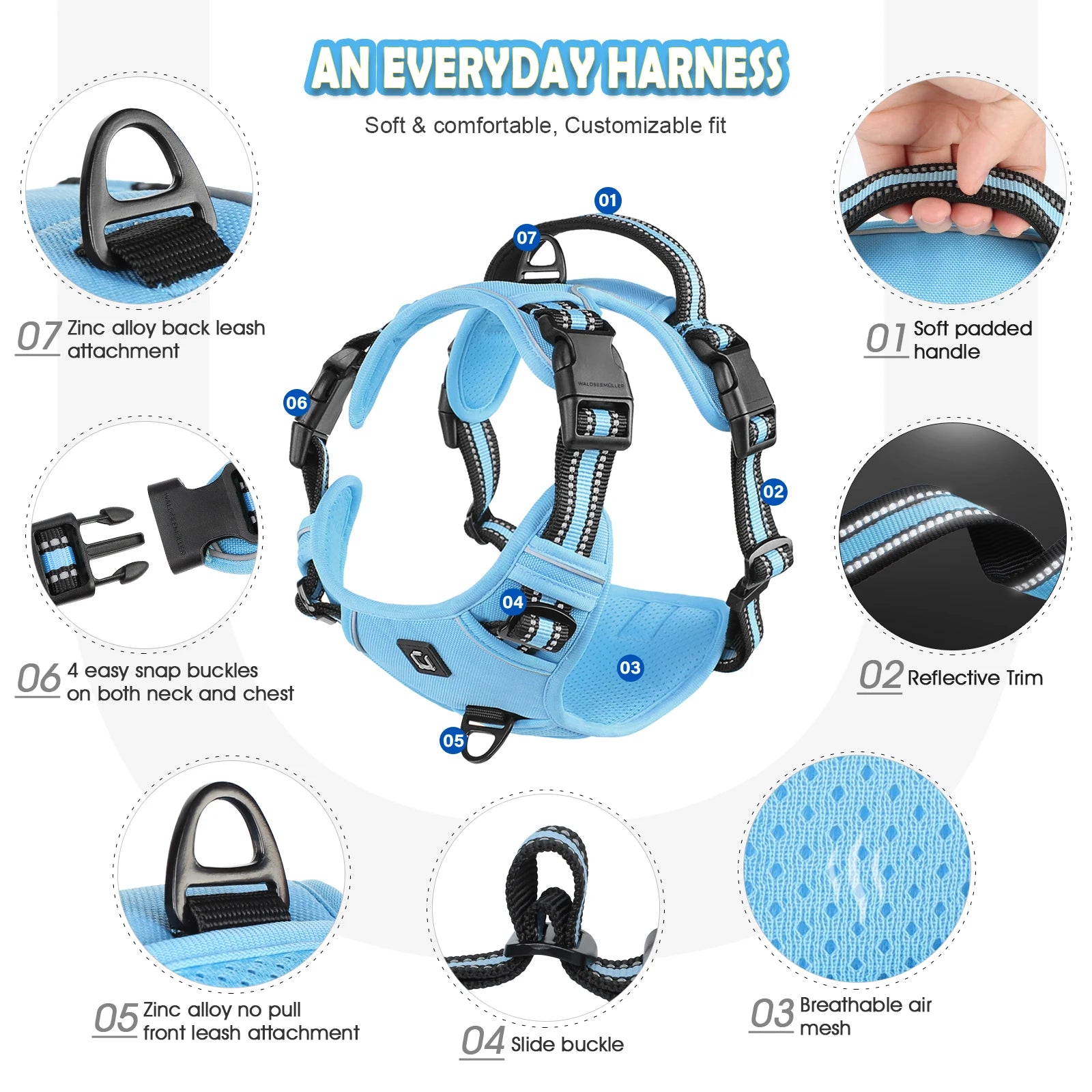 Assorted colors, Dog Harness and Leash Combo, Escape Proof