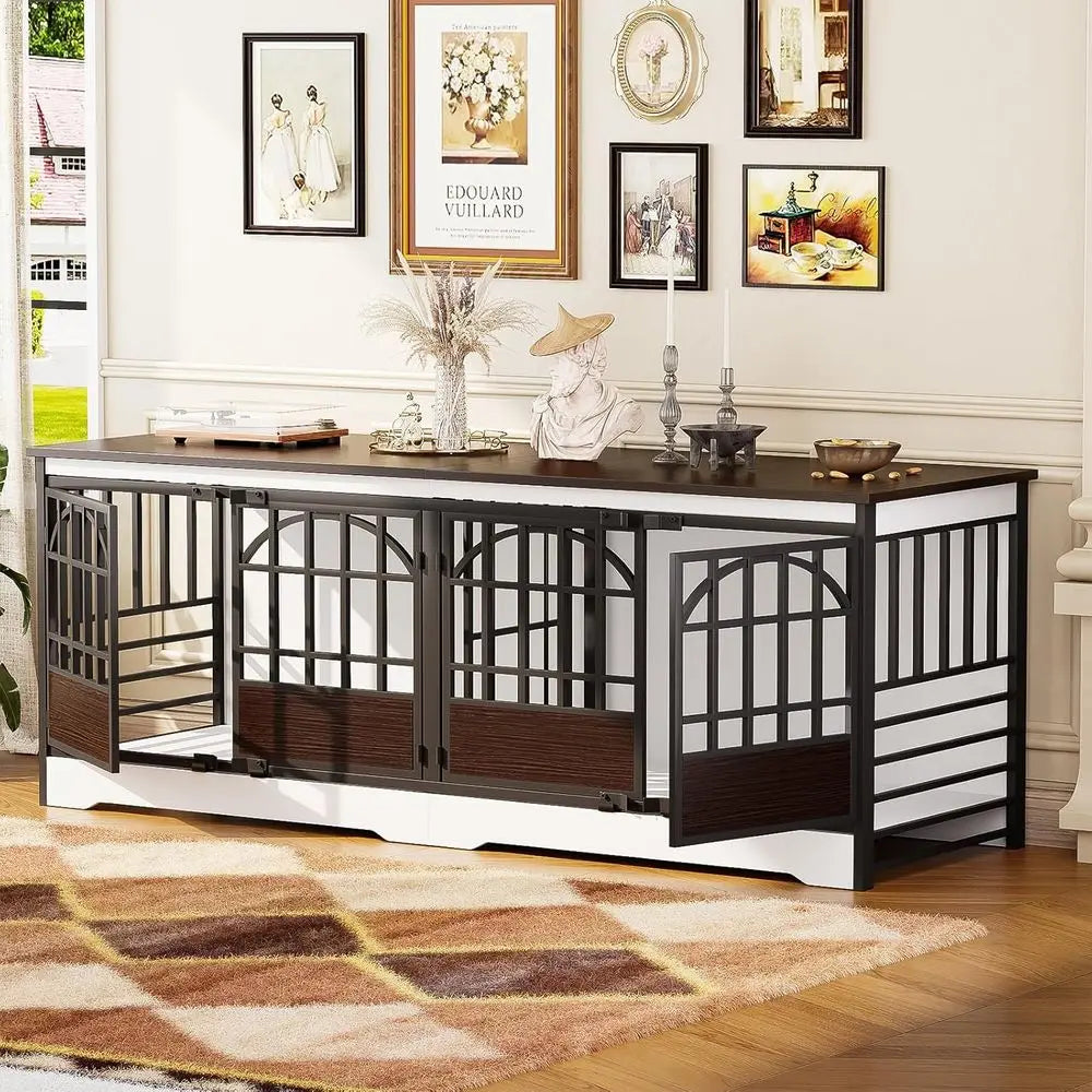 86 Double-Deck Dog Crate for Dual Dogs