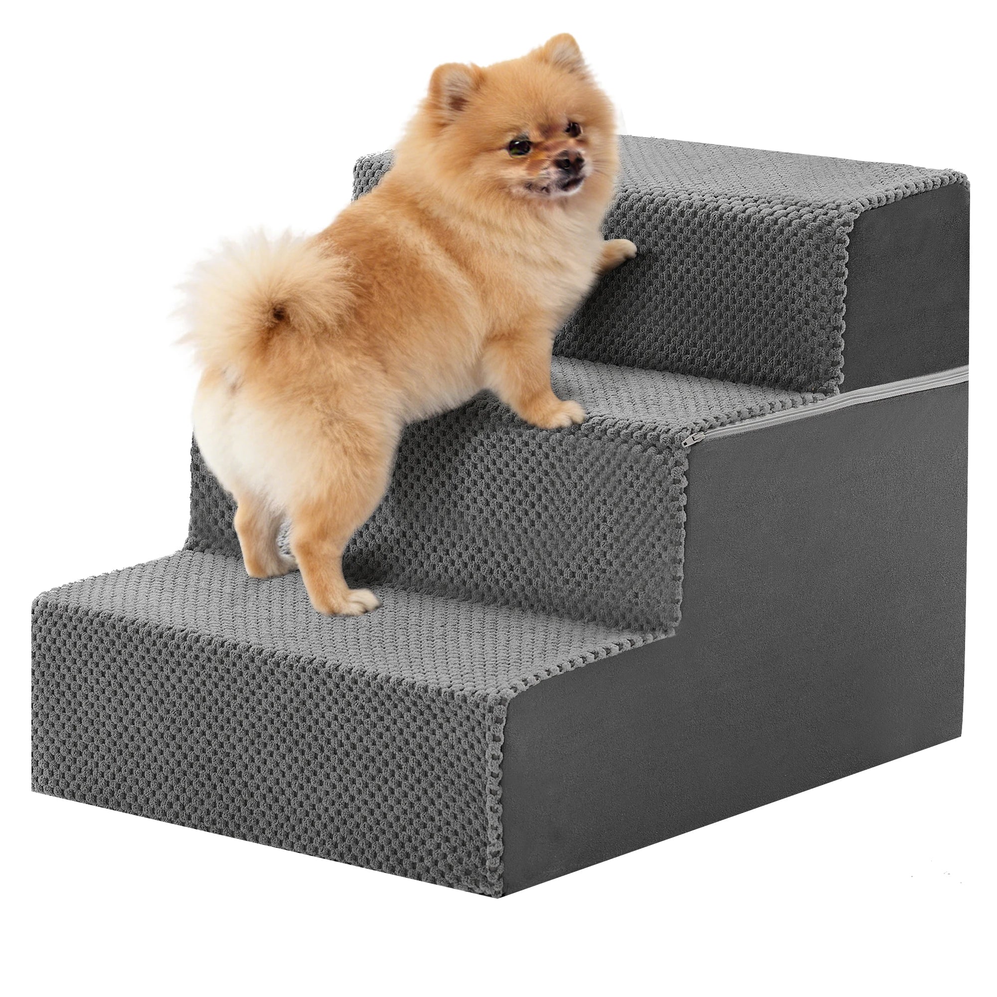 JHK 3-5 Step Right Angled Foam Dog Stairs Ramp