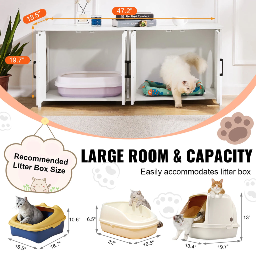 SucceBuy Cat Litter Box Enclosure for 2 Cats