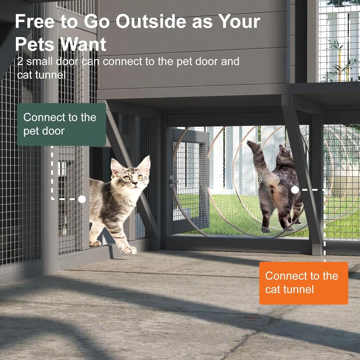 72" Large Catio Outdoor Cat Enclosure, Walk-in Cat Cage