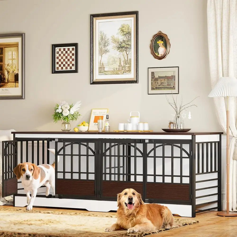 86 Double-Deck Dog Crate for Dual Dogs