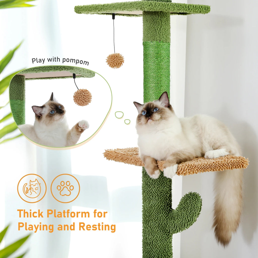 Cat Tree 5-Tier Floor to Ceiling Tower for indoor cats