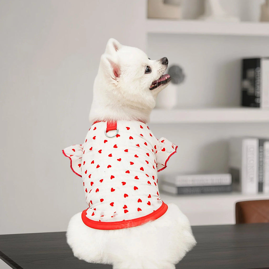 Adorable Puppy Tank Top with Polka Dot Pattern and Ruffles