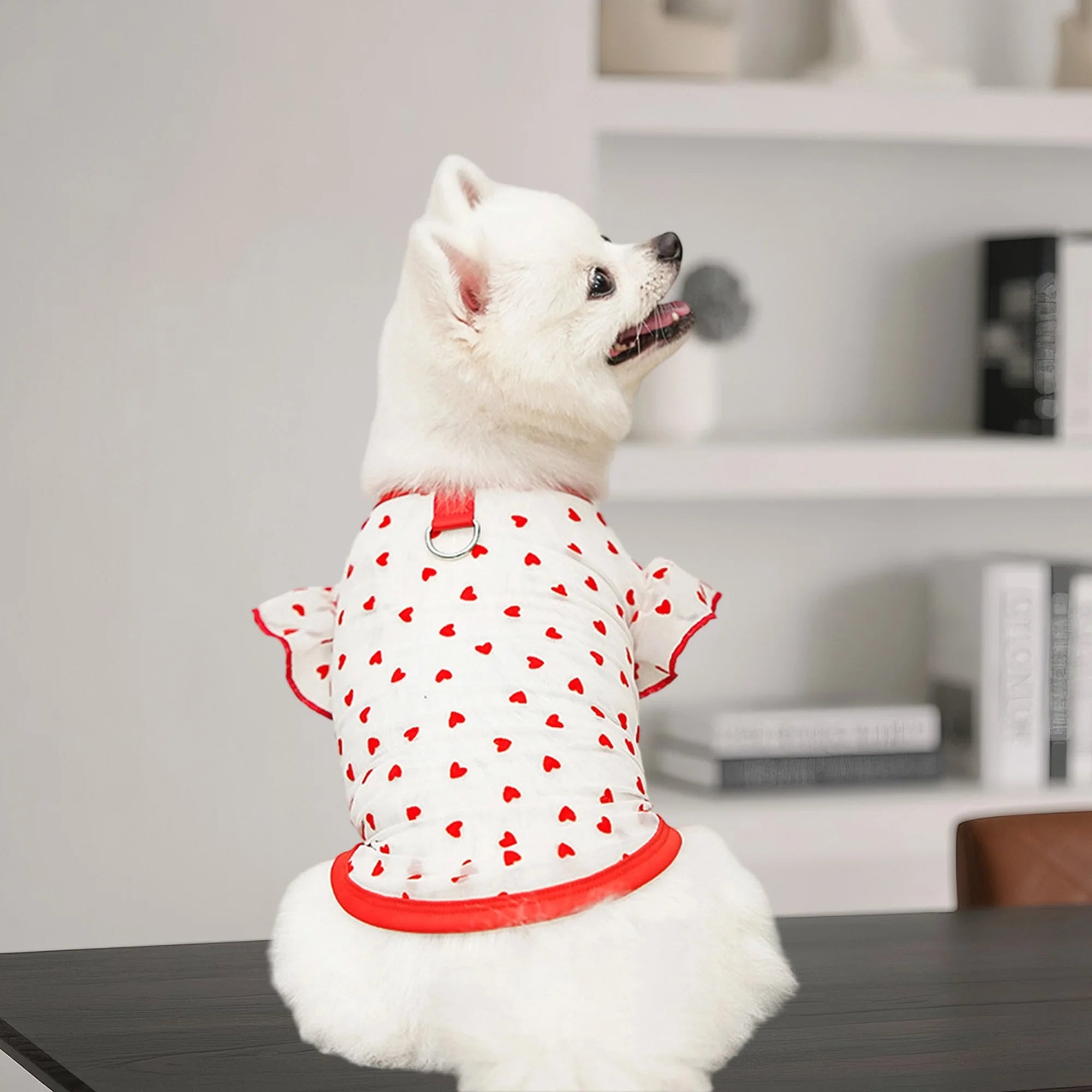 Adorable Puppy Tank Top with Polka Dot Pattern and Ruffles